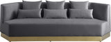 Marquis Contemporary Velvet Sofa with Brushed Gold Base – Cozy Luxury for Modern Living Spaces