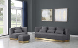 Marquis Contemporary Velvet Sofa with Brushed Gold Base – Cozy Luxury for Modern Living Spaces