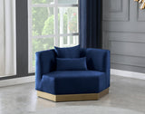 Marquis Velvet Chair - Cozy Contemporary Design with Plush Pillows and Stylish Gold Base for Living Rooms