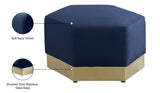 Marquis Velvet Contemporary Ottoman - Chic Comfort with Gold Stainless Steel Base for Modern Spaces