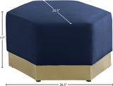 Marquis Velvet Contemporary Ottoman - Chic Comfort with Gold Stainless Steel Base for Modern Spaces
