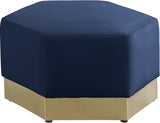 Marquis Velvet Contemporary Ottoman - Chic Comfort with Gold Stainless Steel Base for Modern Spaces