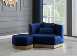 Marquis Velvet Contemporary Ottoman - Chic Comfort with Gold Stainless Steel Base for Modern Spaces