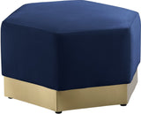 Marquis Velvet Contemporary Ottoman - Chic Comfort with Gold Stainless Steel Base for Modern Spaces