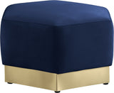 Marquis Velvet Contemporary Ottoman - Chic Comfort with Gold Stainless Steel Base for Modern Spaces
