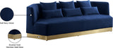 Marquis Contemporary Velvet Sofa with Brushed Gold Base – Cozy Luxury for Modern Living Spaces