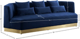 Marquis Contemporary Velvet Sofa with Brushed Gold Base – Cozy Luxury for Modern Living Spaces
