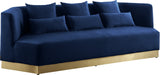 Marquis Contemporary Velvet Sofa with Brushed Gold Base – Cozy Luxury for Modern Living Spaces