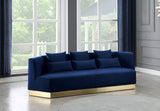 Marquis Contemporary Velvet Sofa with Brushed Gold Base – Cozy Luxury for Modern Living Spaces