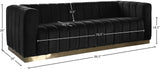 Marlon Velvet Sofa - Luxurious Channel Tufted Seating with Brushed Gold Base for Modern Elegance