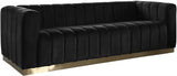 Marlon Velvet Sofa - Luxurious Channel Tufted Seating with Brushed Gold Base for Modern Elegance