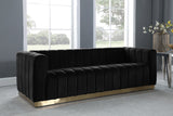 Marlon Velvet Sofa - Luxurious Channel Tufted Seating with Brushed Gold Base for Modern Elegance
