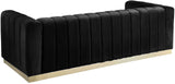 Marlon Velvet Sofa - Luxurious Channel Tufted Seating with Brushed Gold Base for Modern Elegance