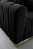 Marlon Velvet Sofa - Luxurious Channel Tufted Seating with Brushed Gold Base for Modern Elegance