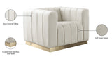 Marlon Velvet Chair - Luxurious Comfort with Channel Tufting and Elegant Brushed Gold Base Design