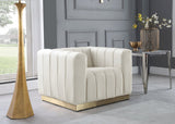 Marlon Velvet Chair - Luxurious Comfort with Channel Tufting and Elegant Brushed Gold Base Design