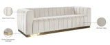 Marlon Velvet Sofa - Luxurious Channel Tufted Seating with Brushed Gold Base for Modern Elegance