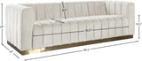 Marlon Velvet Sofa - Luxurious Channel Tufted Seating with Brushed Gold Base for Modern Elegance