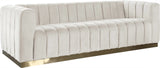 Marlon Velvet Sofa - Luxurious Channel Tufted Seating with Brushed Gold Base for Modern Elegance