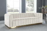 Marlon Velvet Sofa - Luxurious Channel Tufted Seating with Brushed Gold Base for Modern Elegance