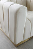 Marlon Velvet Sofa - Luxurious Channel Tufted Seating with Brushed Gold Base for Modern Elegance