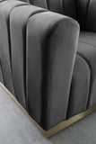 Marlon Velvet Chair - Luxurious Comfort with Channel Tufting and Elegant Brushed Gold Base Design
