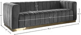 Marlon Velvet Sofa - Luxurious Channel Tufted Seating with Brushed Gold Base for Modern Elegance