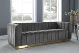 Marlon Velvet Sofa - Luxurious Channel Tufted Seating with Brushed Gold Base for Modern Elegance