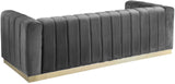 Marlon Velvet Sofa - Luxurious Channel Tufted Seating with Brushed Gold Base for Modern Elegance