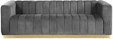 Marlon Velvet Sofa - Luxurious Channel Tufted Seating with Brushed Gold Base for Modern Elegance