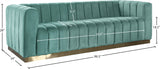 Marlon Velvet Sofa - Luxurious Channel Tufted Seating with Brushed Gold Base for Modern Elegance