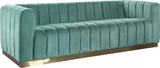 Marlon Velvet Sofa - Luxurious Channel Tufted Seating with Brushed Gold Base for Modern Elegance