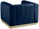 Marlon Velvet Chair - Luxurious Comfort with Channel Tufting and Elegant Brushed Gold Base Design
