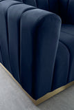 Marlon Velvet Chair - Luxurious Comfort with Channel Tufting and Elegant Brushed Gold Base Design