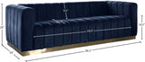 Marlon Velvet Sofa - Luxurious Channel Tufted Seating with Brushed Gold Base for Modern Elegance