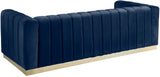 Marlon Velvet Sofa - Luxurious Channel Tufted Seating with Brushed Gold Base for Modern Elegance