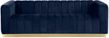 Marlon Velvet Sofa - Luxurious Channel Tufted Seating with Brushed Gold Base for Modern Elegance