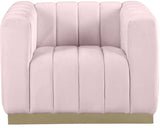 Marlon Velvet Chair - Luxurious Comfort with Channel Tufting and Elegant Brushed Gold Base Design