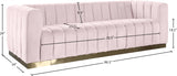 Marlon Velvet Sofa - Luxurious Channel Tufted Seating with Brushed Gold Base for Modern Elegance