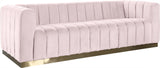 Marlon Velvet Sofa - Luxurious Channel Tufted Seating with Brushed Gold Base for Modern Elegance