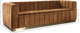 Marlon Saddle Velvet Sofa - Luxe Comfort with Deep Channel Tufting & Stunning Gold Base Design