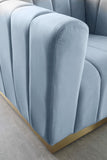 Marlon Velvet Chair - Luxurious Comfort with Channel Tufting and Elegant Brushed Gold Base Design