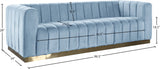 Marlon Velvet Sofa - Luxurious Channel Tufted Seating with Brushed Gold Base for Modern Elegance
