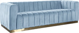 Marlon Velvet Sofa - Luxurious Channel Tufted Seating with Brushed Gold Base for Modern Elegance