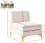 Alina Modular Contemporary Armless Chair with Deep Channel Tufting – Stylish & Customizable Seating