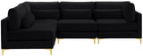 Julia Velvet Modular Sectional Sofa - Cozy Contemporary Design with Gold & Chrome Legs, Versatile Comfort