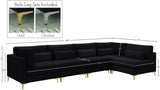 Julia Velvet Modular Sectional Sofa - Cozy Contemporary Design with Gold & Chrome Legs, Versatile Comfort
