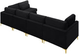 Julia Velvet Modular Sectional Sofa - Cozy Contemporary Design with Gold & Chrome Legs, Versatile Comfort