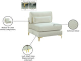 Julia Modular Armless Chair - Cozy Contemporary Design with Customizable Gold and Chrome Legs