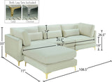 Julia Velvet Modular Sectional Sofa - Cozy Contemporary Design with Customizable Gold & Chrome Legs